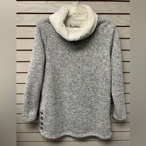 Aventura Gray Cowl Neck Sweater with Faux Fur
